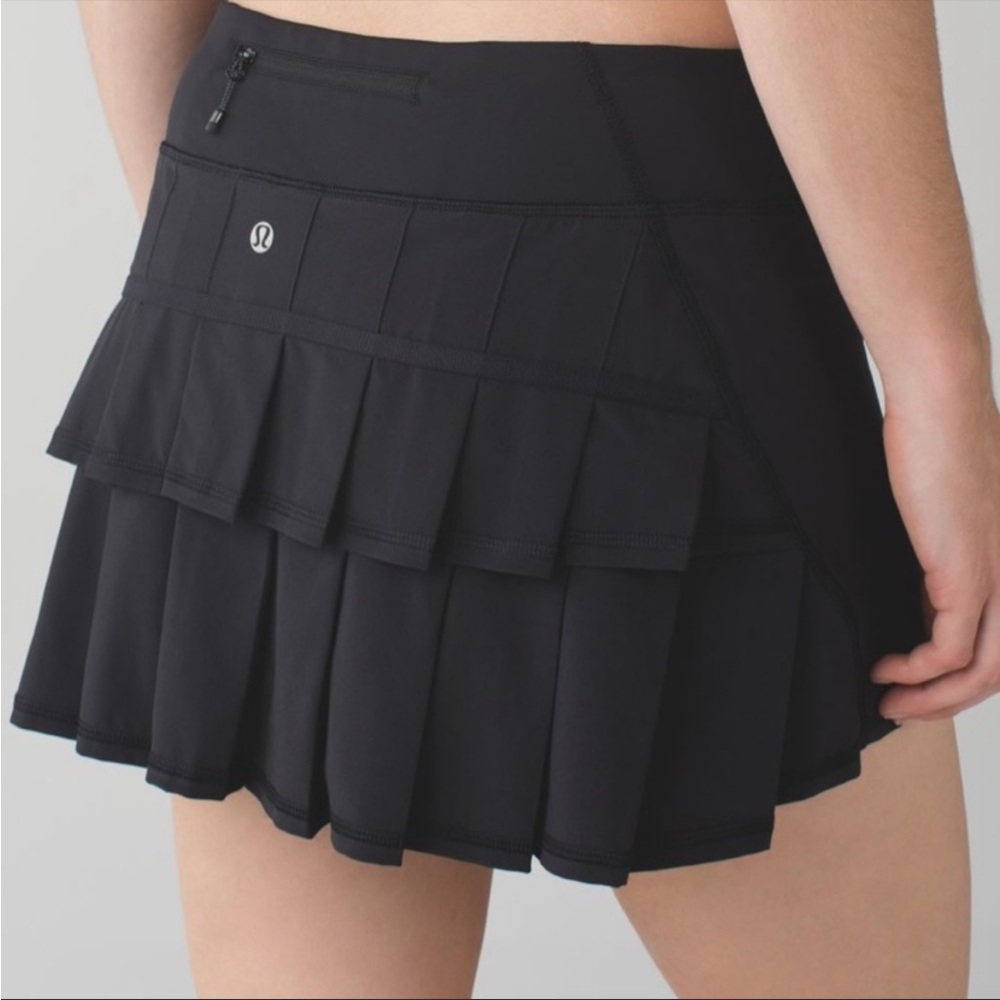 Lululemon Pace Setter Black Skirt Skort Athletic Running Tennis Ruffle Pleat 8